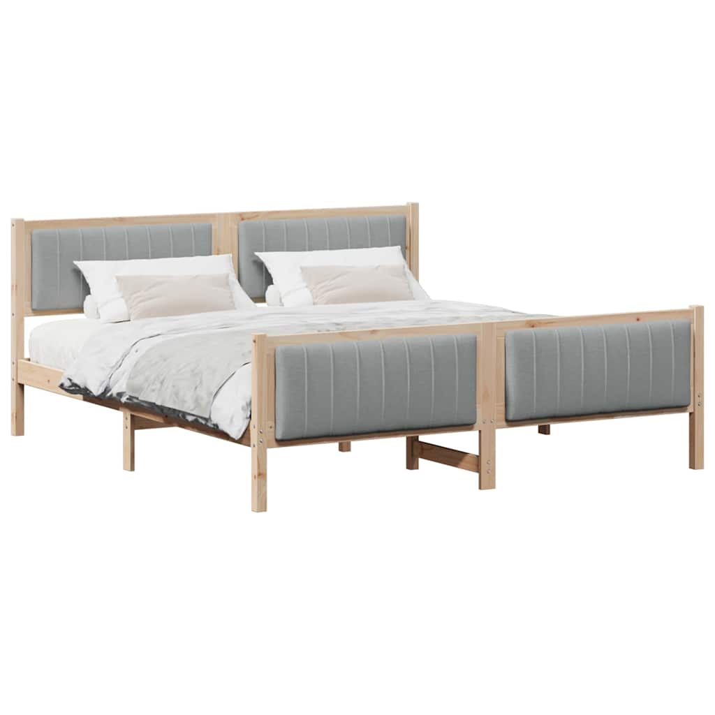 Bed frame Brown and light grey 180 x 200 cm Solid pine wood