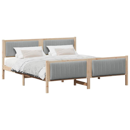 Bed frame Brown and light grey 180 x 200 cm Solid pine wood