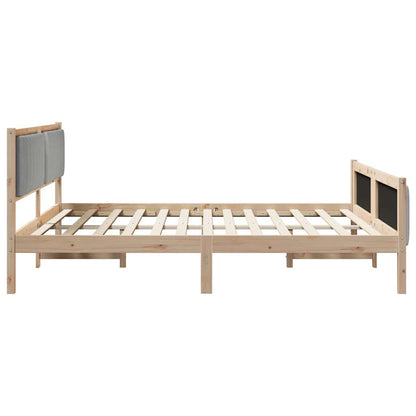 Bed frame Brown and light grey 180 x 200 cm Solid pine wood