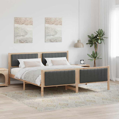 Bed frame Brown and dark grey 180 x 200 cm Solid pine wood