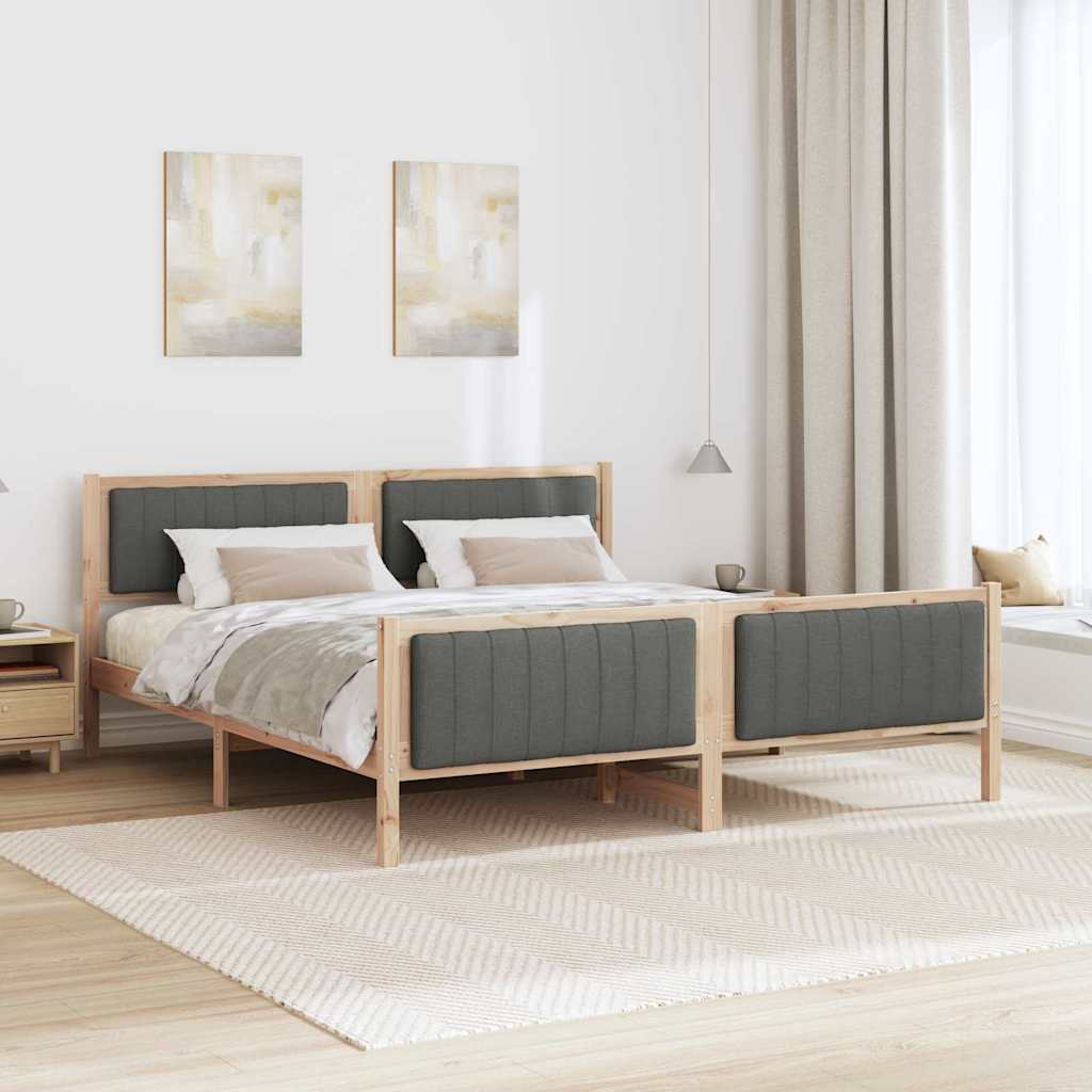 Bed frame Brown and dark grey 180 x 200 cm Solid pine wood