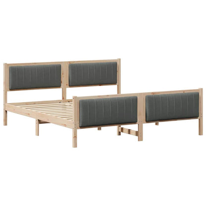 Bed frame Brown and dark grey 180 x 200 cm Solid pine wood