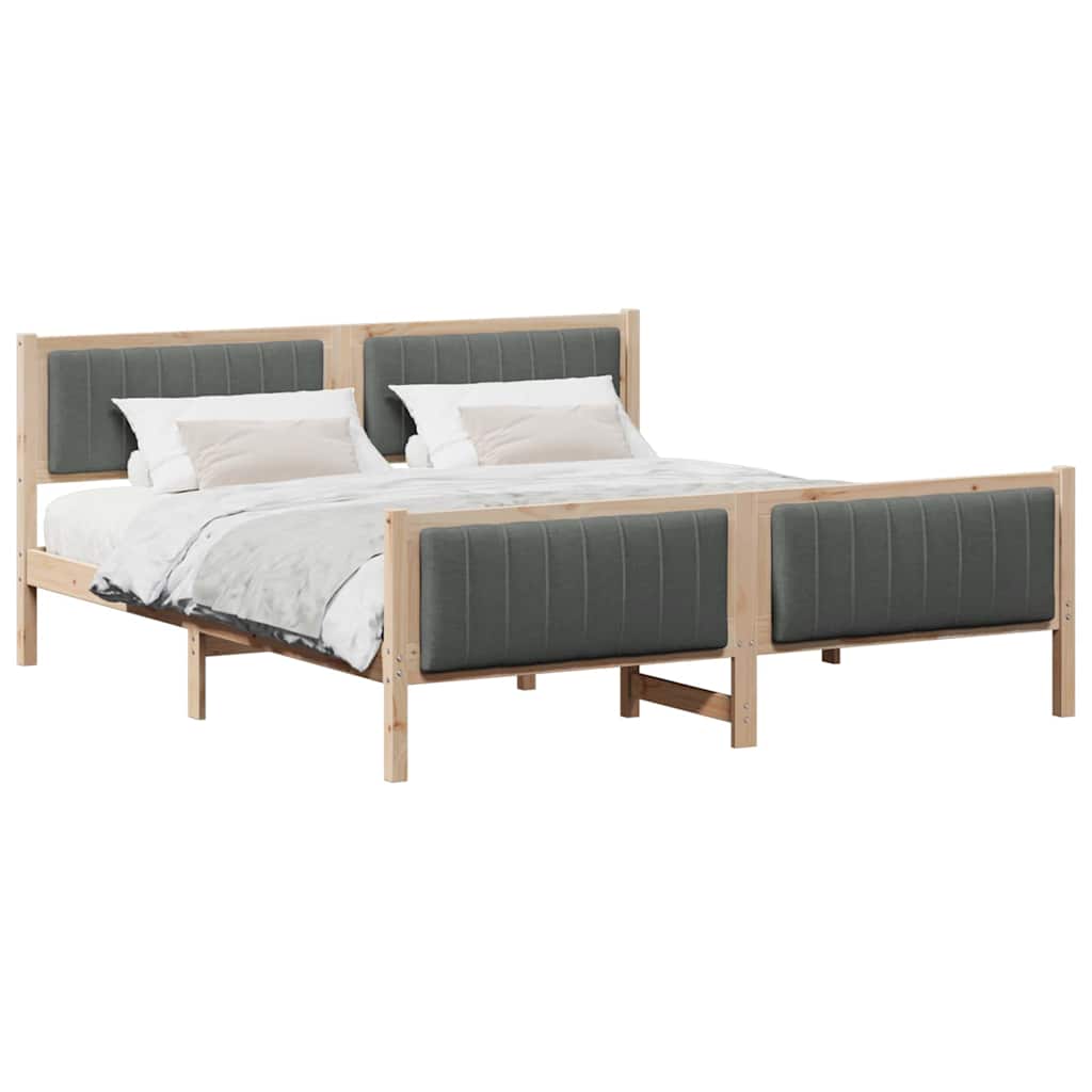 Bed frame Brown and dark grey 180 x 200 cm Solid pine wood