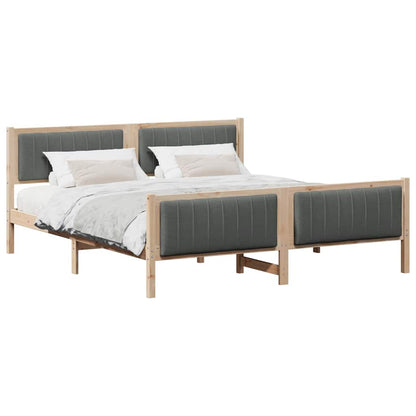 Bed frame Brown and dark grey 180 x 200 cm Solid pine wood
