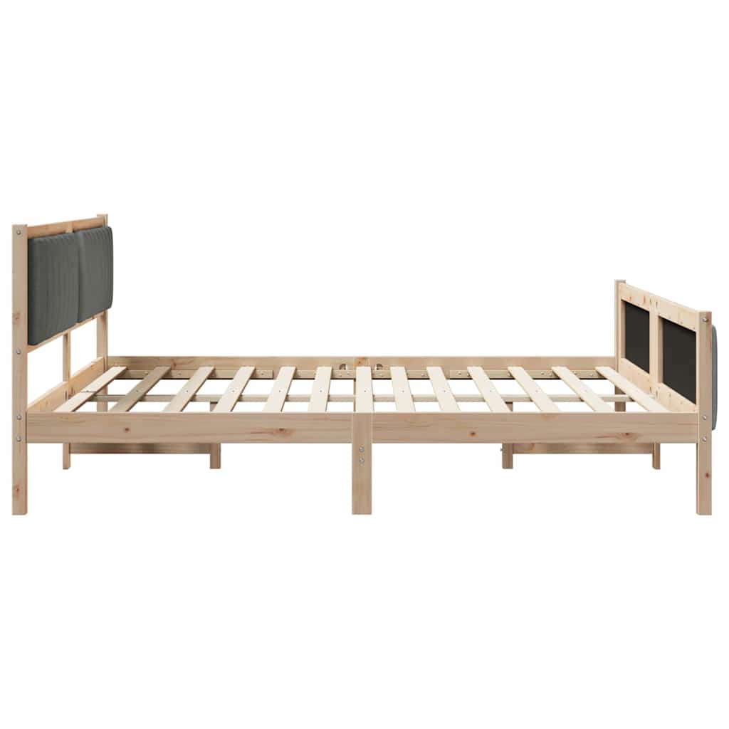 Bed frame Brown and dark grey 180 x 200 cm Solid pine wood
