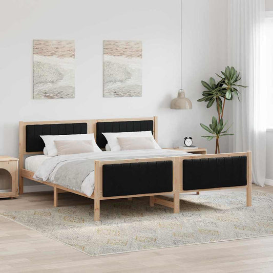 Bed frame Brown and black 180 x 200 cm Solid pine wood