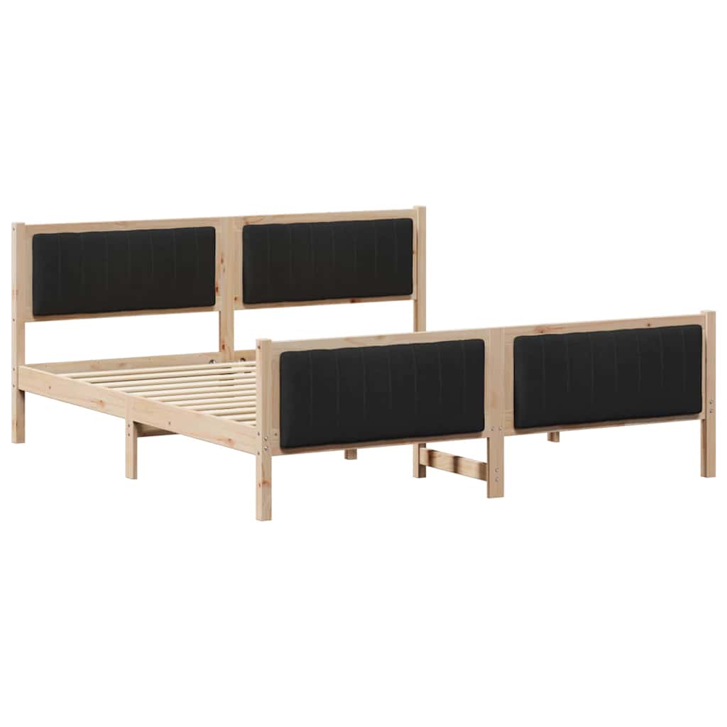 Bed frame Brown and black 180 x 200 cm Solid pine wood