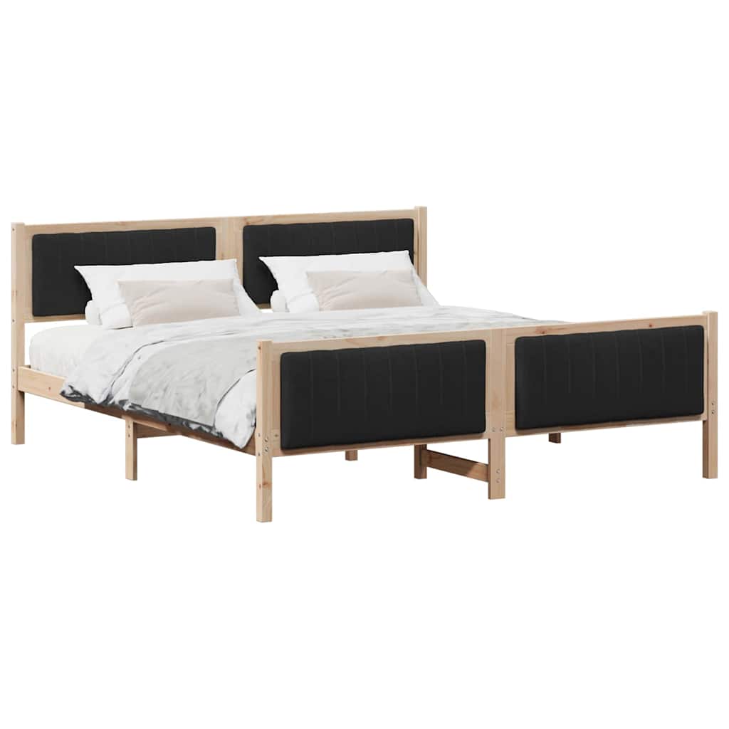 Bed frame Brown and black 180 x 200 cm Solid pine wood