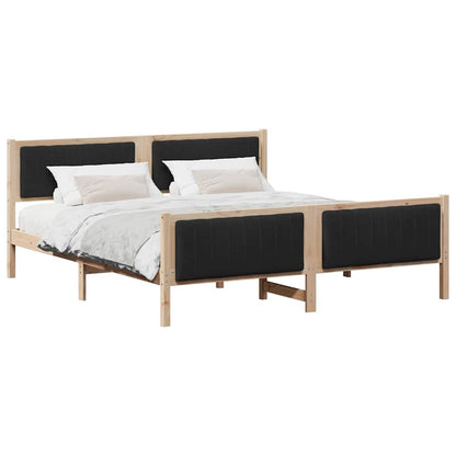 Bed frame Brown and black 180 x 200 cm Solid pine wood