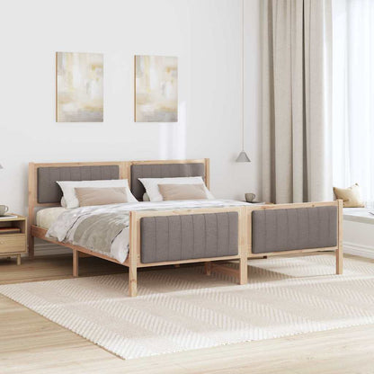 Bed frame Brown and taupe 180 x 200 cm Solid pine wood