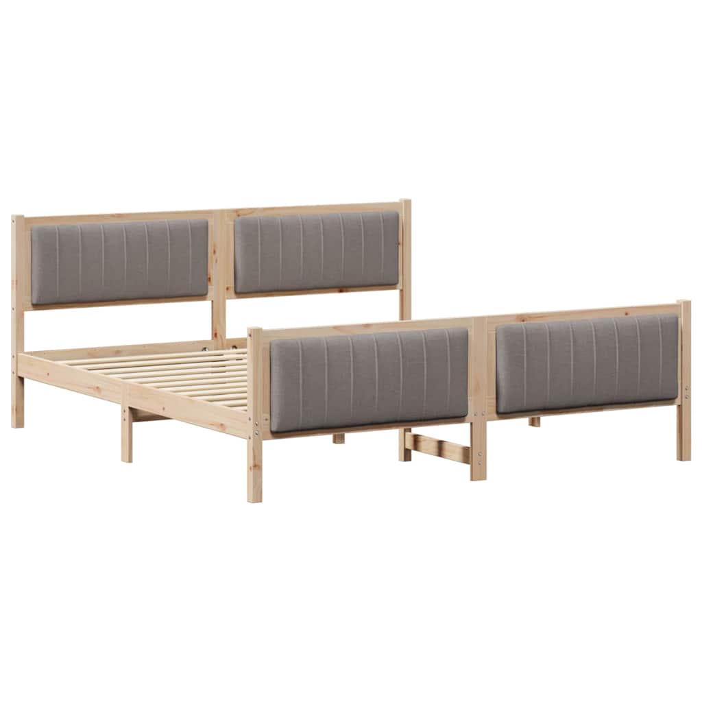 Bed frame Brown and taupe 180 x 200 cm Solid pine wood