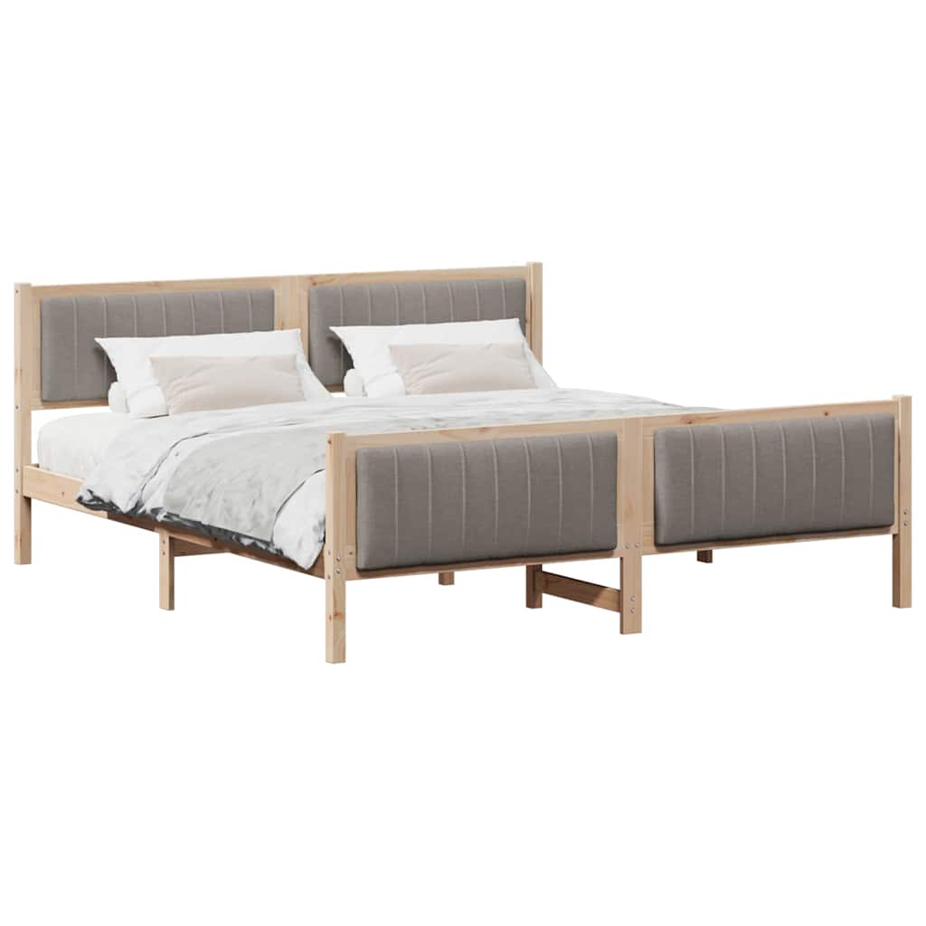 Bed frame Brown and taupe 180 x 200 cm Solid pine wood