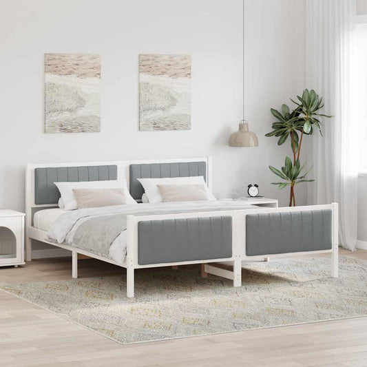 Bed frame White and light grey 180 x 200 cm Solid pine wood