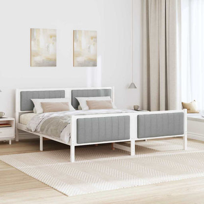 Bed frame White and light grey 180 x 200 cm Solid pine wood