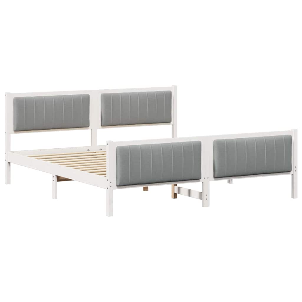 Bed frame White and light grey 180 x 200 cm Solid pine wood