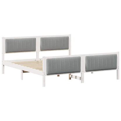 Bed frame White and light grey 180 x 200 cm Solid pine wood