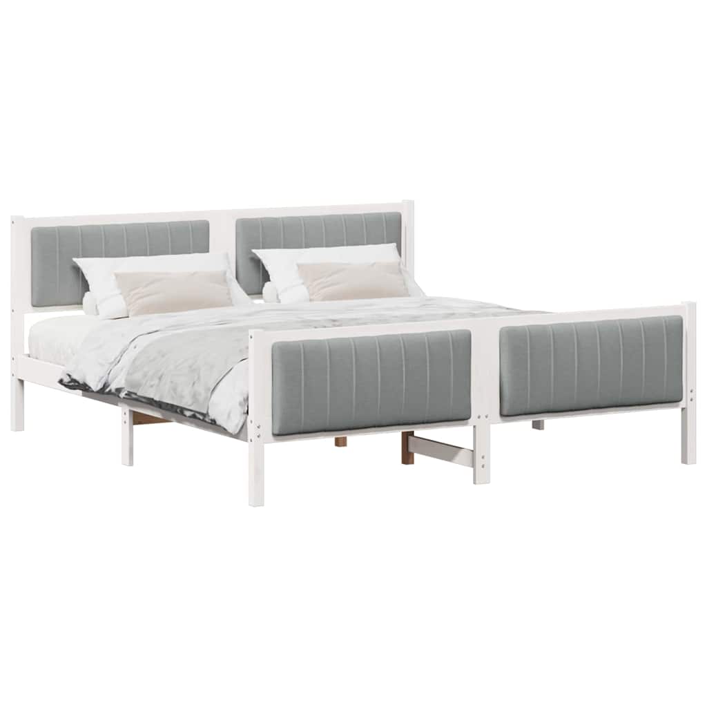 Bed frame White and light grey 180 x 200 cm Solid pine wood
