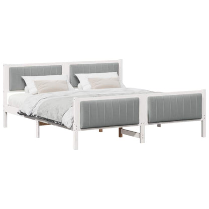 Bed frame White and light grey 180 x 200 cm Solid pine wood