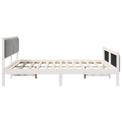 Bed frame White and light grey 180 x 200 cm Solid pine wood