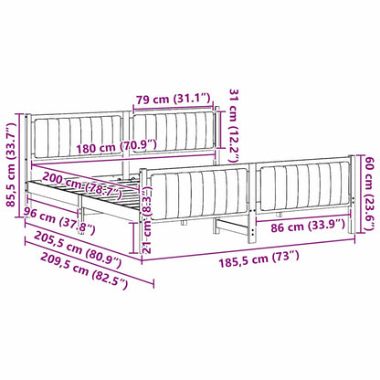 Bed frame White and light grey 180 x 200 cm Solid pine wood