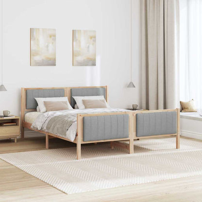 Bed frame Brown and light grey 160 x 200 cm Solid pine wood