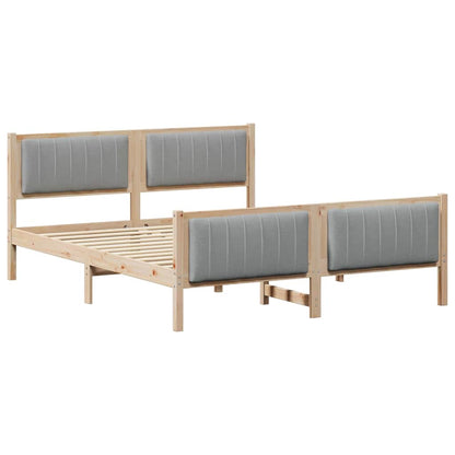 Bed frame Brown and light grey 160 x 200 cm Solid pine wood