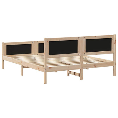 Bed frame Brown and light grey 160 x 200 cm Solid pine wood