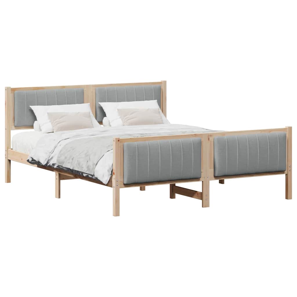 Bed frame Brown and light grey 160 x 200 cm Solid pine wood