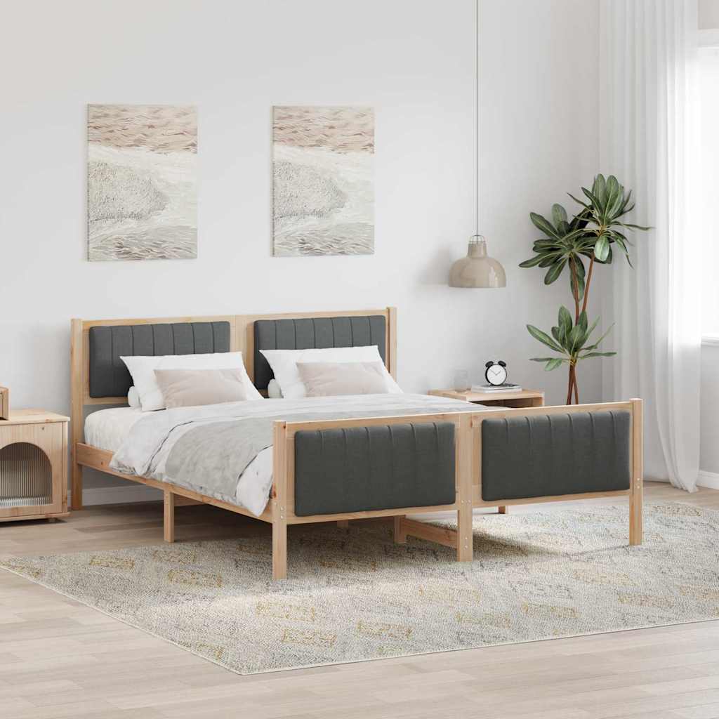 Bed frame Brown and dark grey 160 x 200 cm Solid pine wood