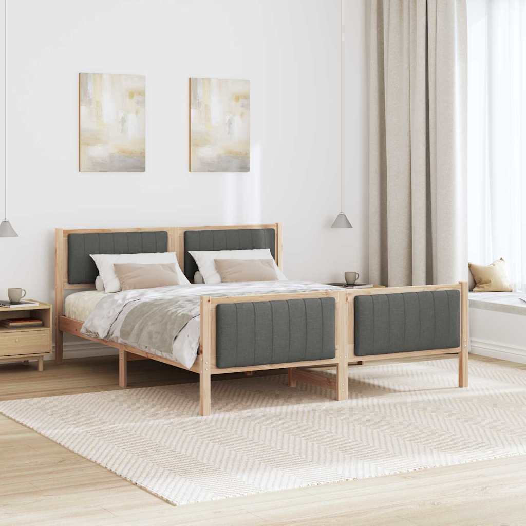 Bed frame Brown and dark grey 160 x 200 cm Solid pine wood