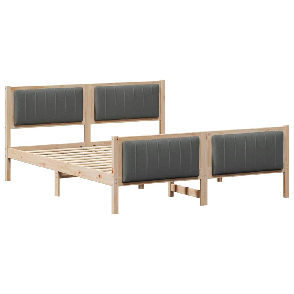 Bed frame Brown and dark grey 160 x 200 cm Solid pine wood