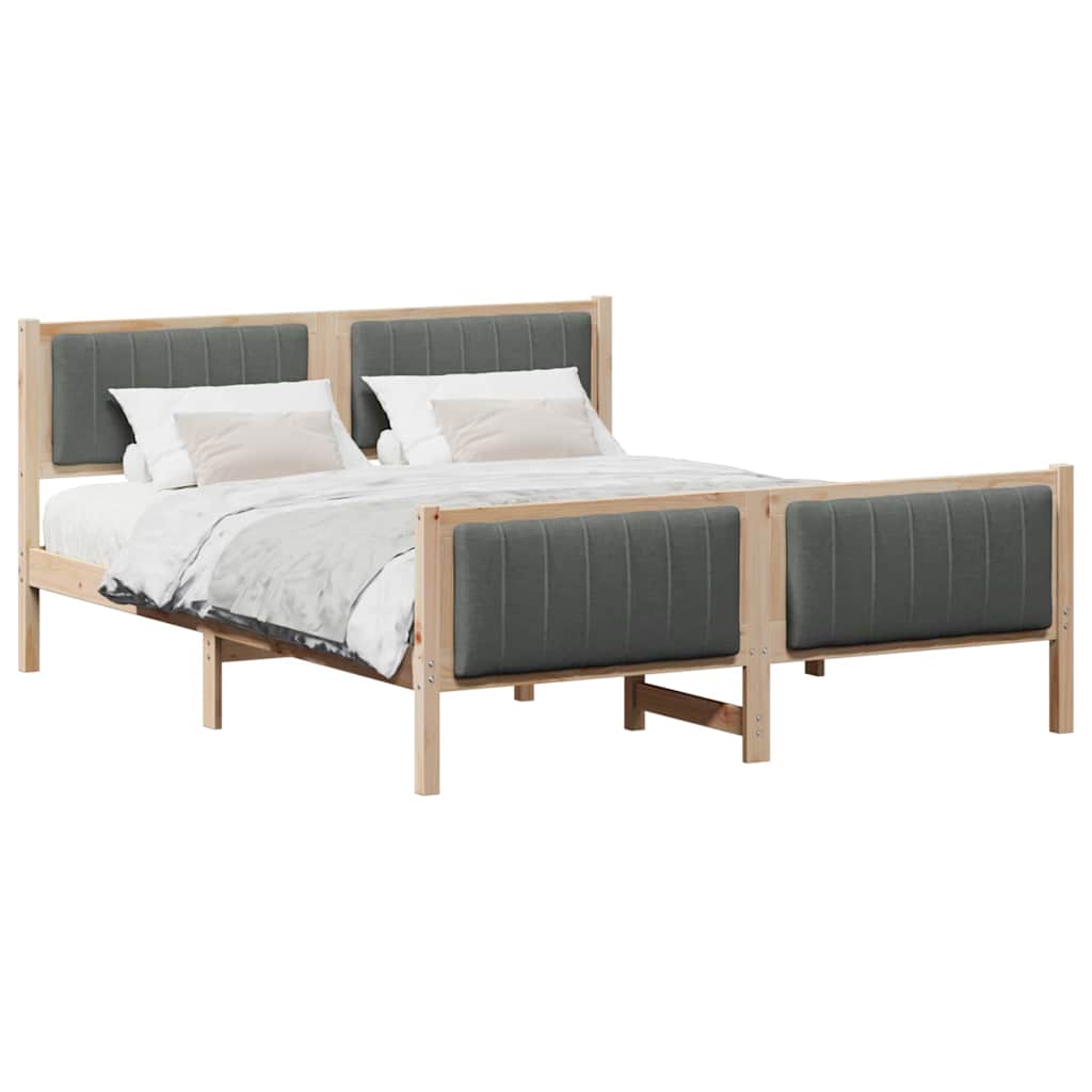 Bed frame Brown and dark grey 160 x 200 cm Solid pine wood