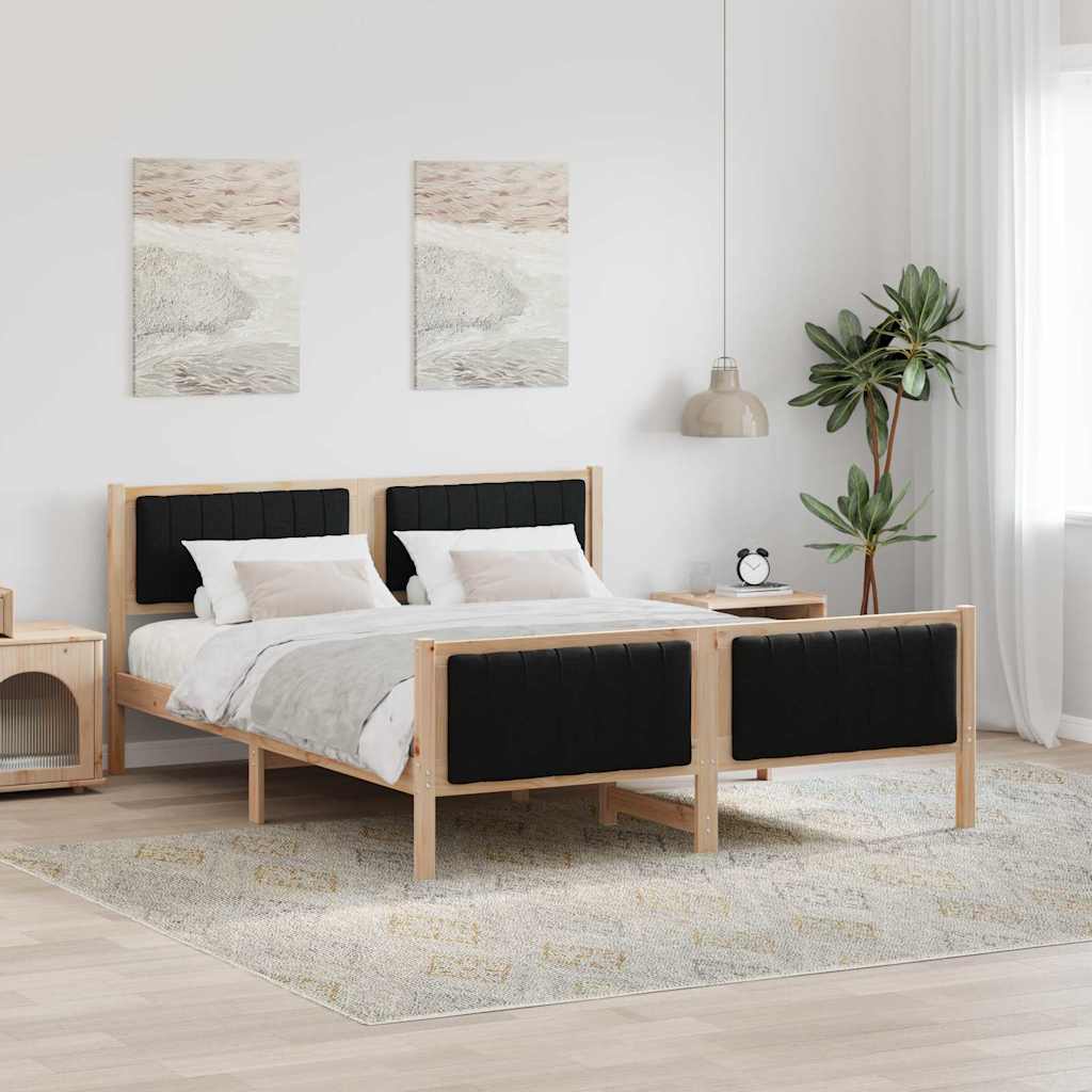 Bed frame Brown and black 160 x 200 cm Solid pine wood