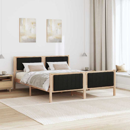 Bed frame Brown and black 160 x 200 cm Solid pine wood