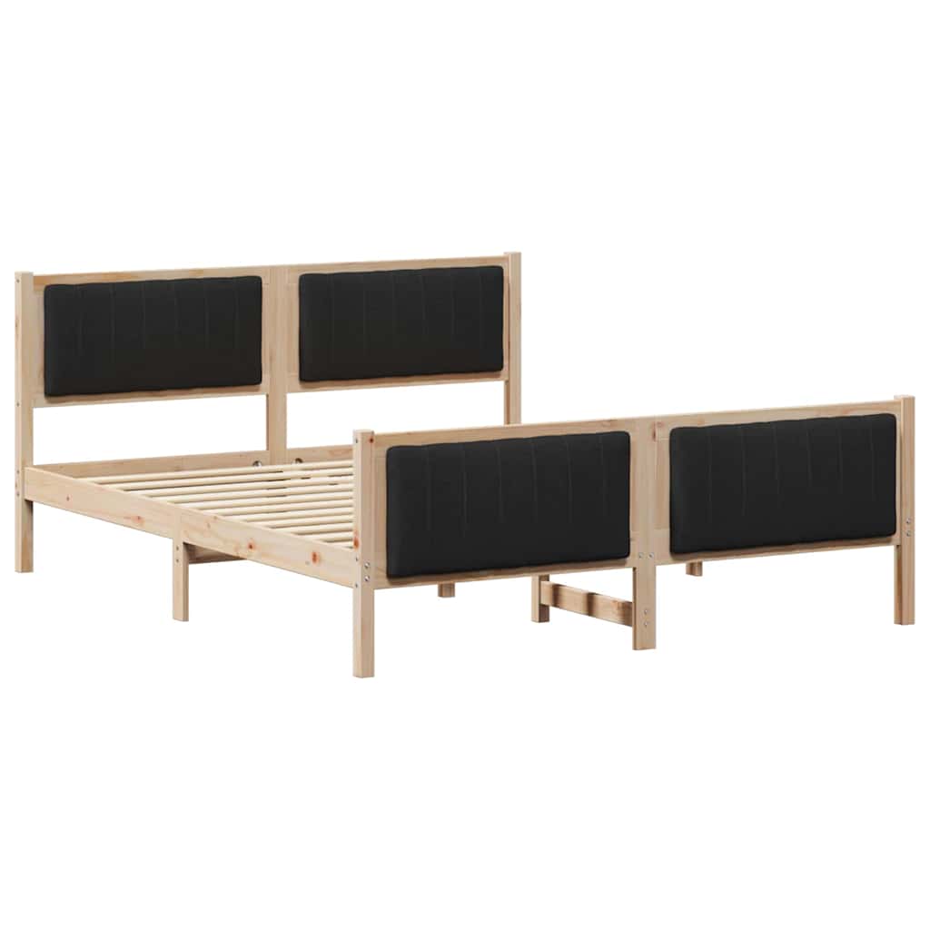 Bed frame Brown and black 160 x 200 cm Solid pine wood