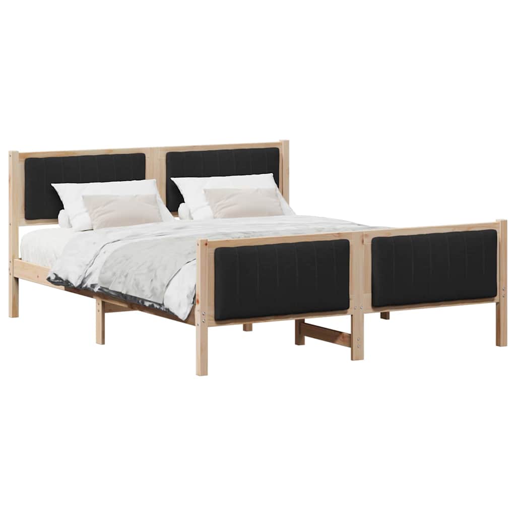Bed frame Brown and black 160 x 200 cm Solid pine wood