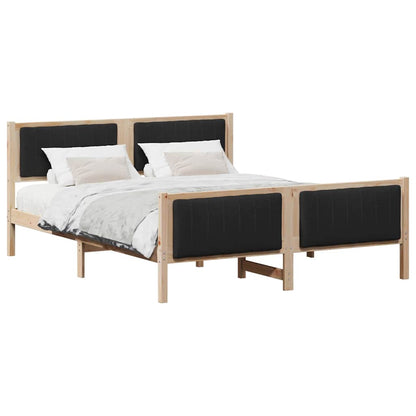 Bed frame Brown and black 160 x 200 cm Solid pine wood