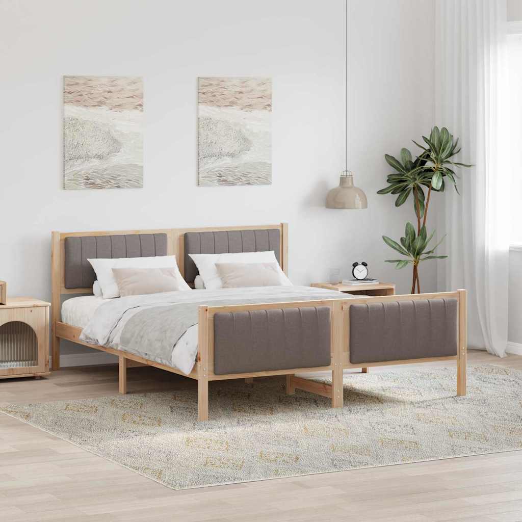Bed frame Brown and taupe 160 x 200 cm Solid pine wood