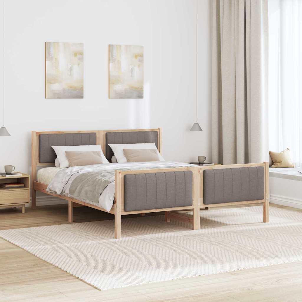 Bed frame Brown and taupe 160 x 200 cm Solid pine wood