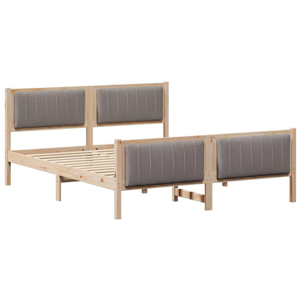 Bed frame Brown and taupe 160 x 200 cm Solid pine wood