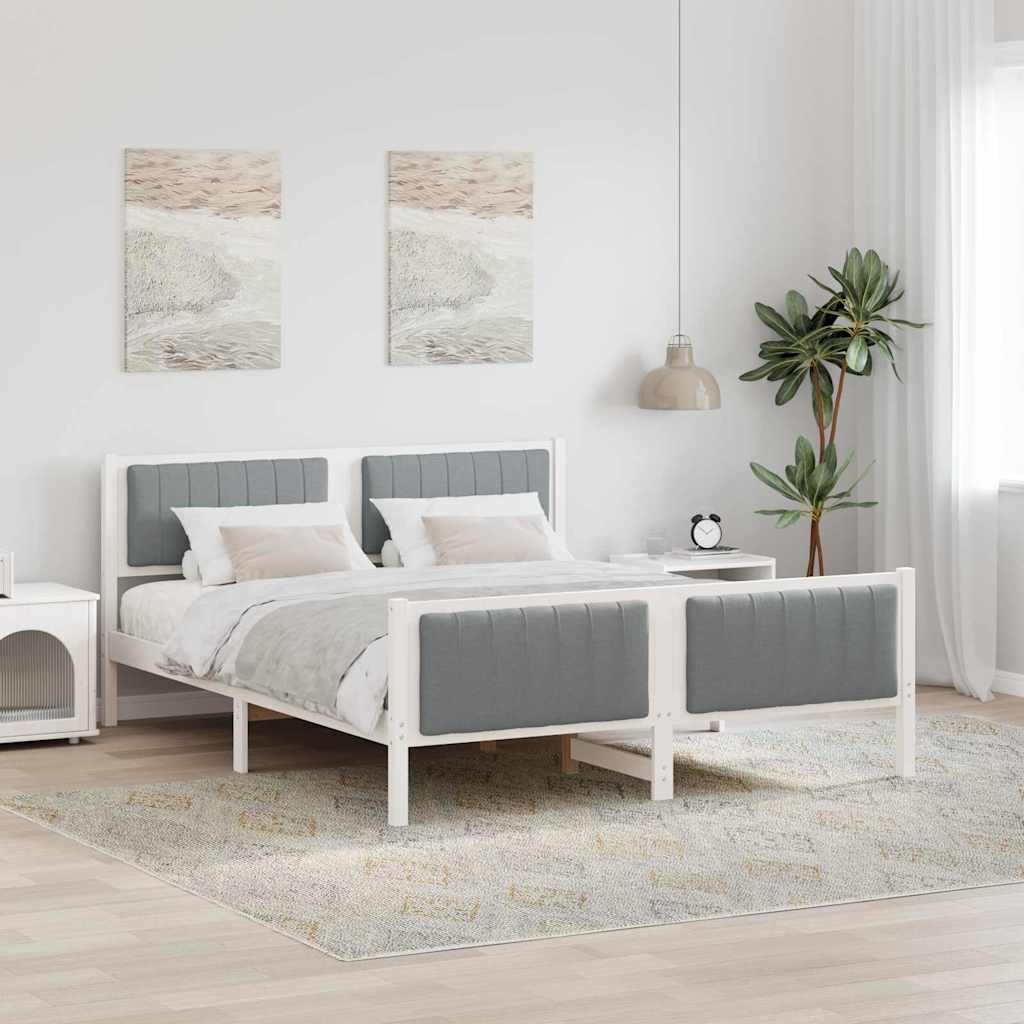Bed frame White and light grey 160 x 200 cm Solid pine wood