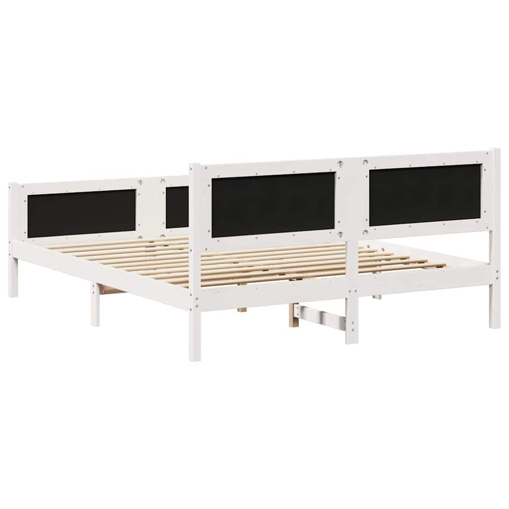 Bed frame White and light grey 160 x 200 cm Solid pine wood
