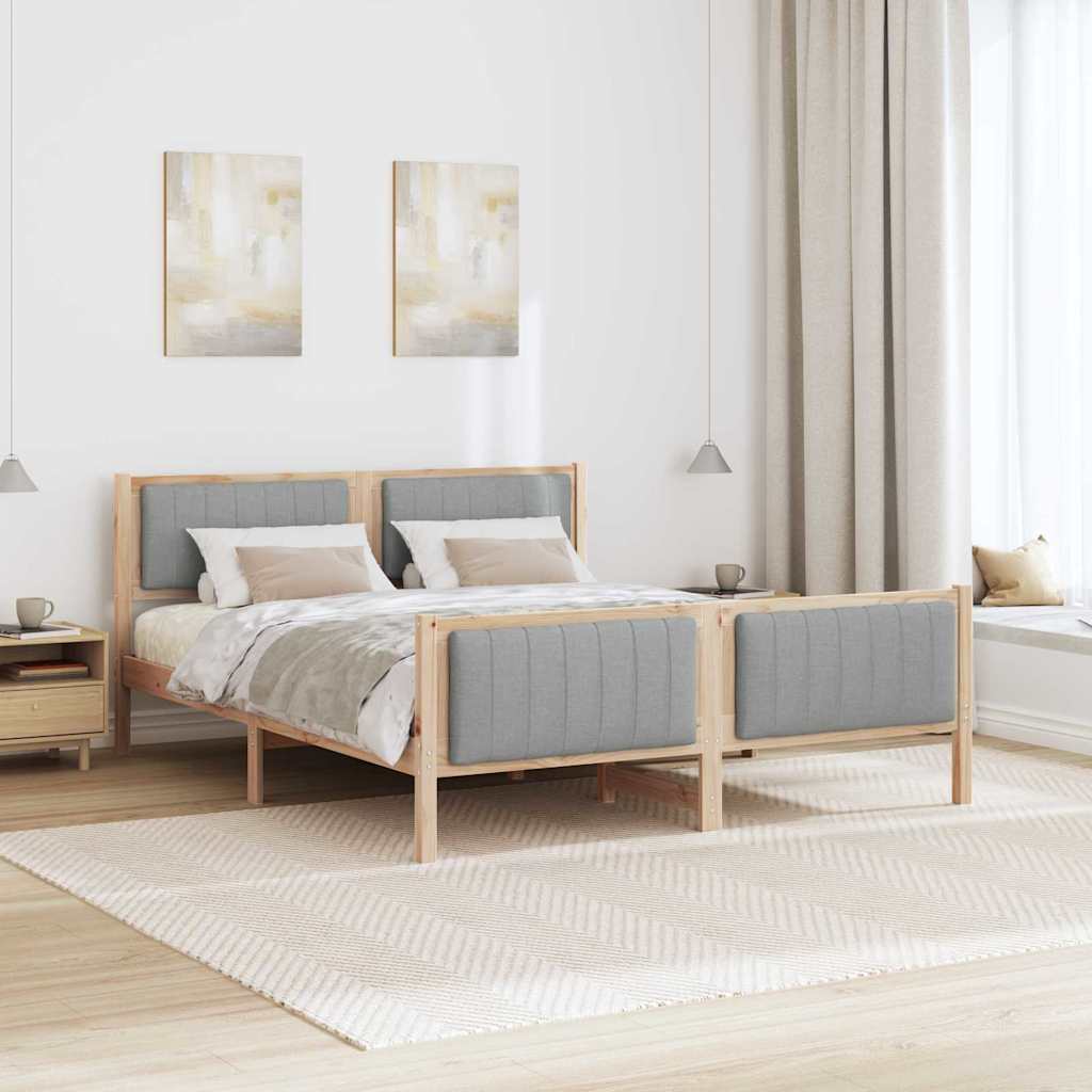 Bed frame Brown and light grey 150 x 200 cm Solid pine wood