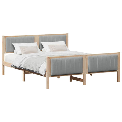 Bed frame Brown and light grey 150 x 200 cm Solid pine wood