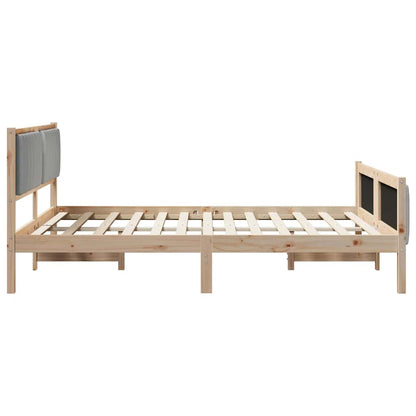 Bed frame Brown and light grey 150 x 200 cm Solid pine wood