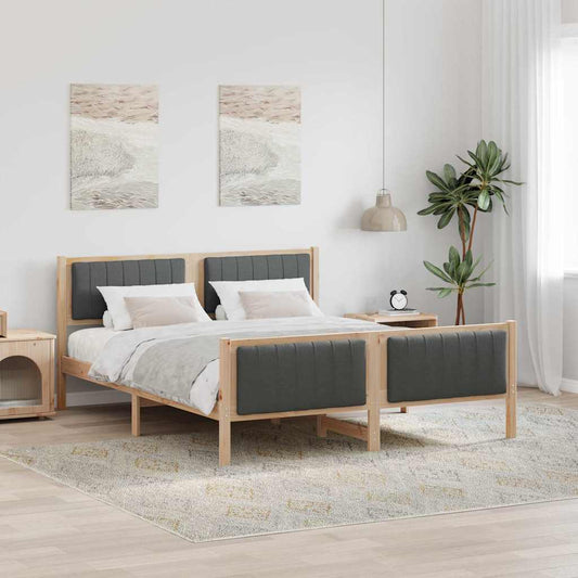 Bed frame Brown and dark grey 150 x 200 cm Solid pine wood