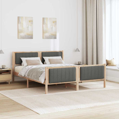 Bed frame Brown and dark grey 150 x 200 cm Solid pine wood