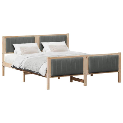 Bed frame Brown and dark grey 150 x 200 cm Solid pine wood