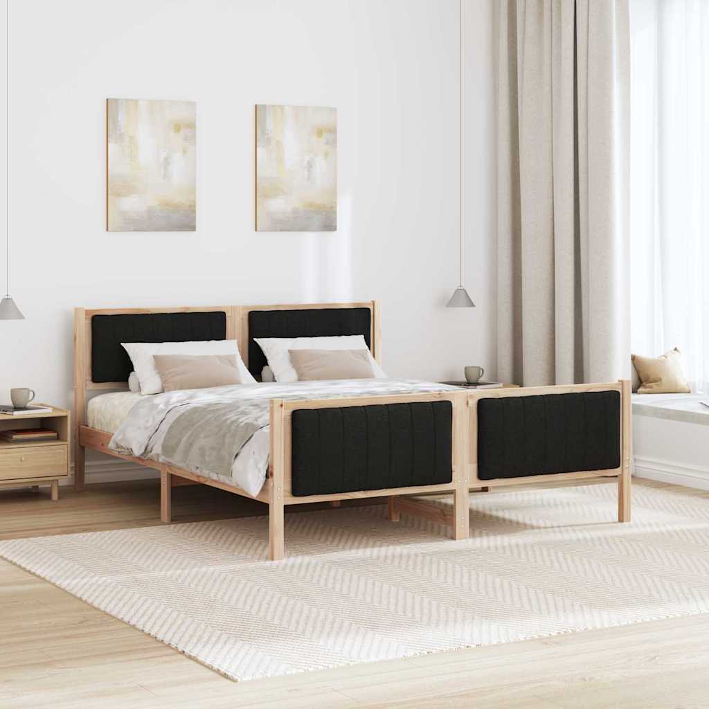Bed frame Brown and black 150 x 200 cm Solid pine wood