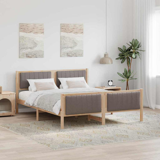 Bed frame Brown and taupe 150 x 200 cm Solid pine wood